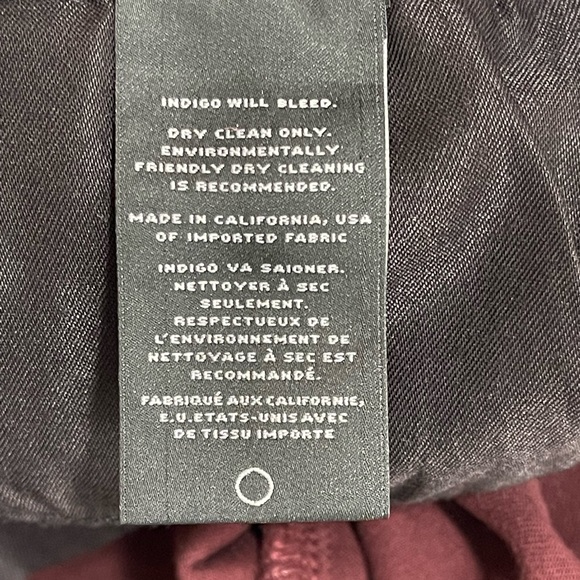 J Brand Alana Coated Claret Maroon Raw Hem Zipper Skinny Pants Womens Size 26 - Picture 12 of 15